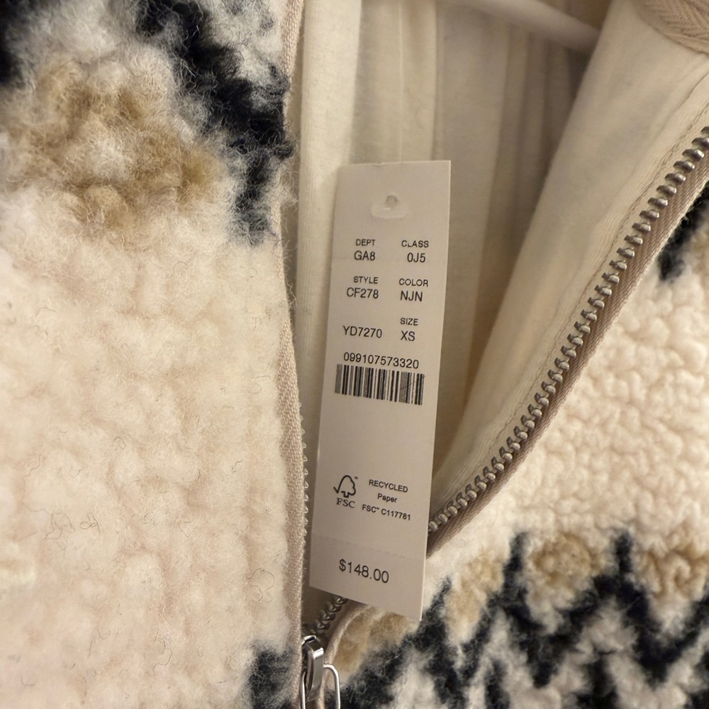 J.Crew Jacquard-print sherpa half-zip fleece pullover XS NWT - Picture 5 of 9